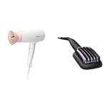 PHILIPS Hair Dryer BHD308/30 1600Watts Thermo-Protect Air-Flower and Philips Heated Hair Straightening Brush BHH880/10, Thermo-Protect Technology with Keratin-Infused Bristles (Black)