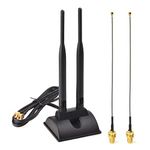 Eightwood WiFi Antenna 2.4G / 5.8G Dual Frequency Magnetic 6dBi RP-SMA Adapter 2 m Extension Cable with 2 x U.FL Cable for WLAN PCI WiFi Cards Wireless Router Bluetooth TP-Link Dlink Multi-Way