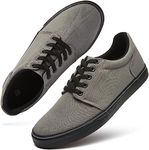 hash bubbie Mens Canvas Shoes Classic Men's Canvas Sneakers Low Top Tennis Shoes Lace up Comfortable Skate Casual Shoes （Dark Grey.US9）