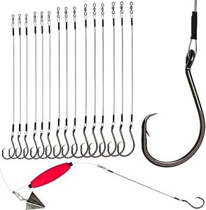 Dovesun 30PCS Circle Hooks Fishing Pre-Rigged Catfish Rig for Saltwater Freshwater Catfish Hooks with Wire Leader Five Sizes 2/0 4/0 6/0 8/0 10/0