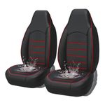 AUTOYOUTH Universal Front Pair Waterproof PU Leather Car Seat Covers for Cars & Supports & Airbag Compatible, Red