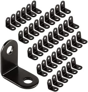 VinBee 24 PCS Black Corner Braces, 1.02 x 1.02 x 0.63 inch Small Metal L Corner Bracket Joint Fastener, 90 Degree Angle Bracket for Wood, Shelves, Furniture, Cabinet and More