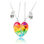 El Regalo 2 Pcs Bff Best Friend Forever Split Magnetic Matching Pendant Necklaces Set- Heart, Flower, Swan Etc Pendant Friendship Necklaces For Girls (Bf Butterfly Heart Pendants)