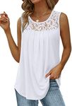 Saloogoe Plus Size Tank Tops for Women Loose Fit Maternity Summer Clothes White Lace Camisole L