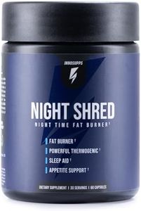 Night Shred Fat Burner and Natural Sleep Support | Ashwaganda, 5-HTP, CLA, Melatonin | Appetite Suppressant | Weight Loss Support Nighttime Fat Burning (60 Vegetarian Capsules)