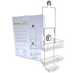 Gecko-Loc Over the Shower Head Mid Tall Shower Caddy Organizer with Super Suction Cup & Shower Head Hanger - Stainless Steel Rustproof - ADHESIVE DISKS NOW INCLUDED