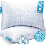 Cooling Memory Foam Pillows Queen Size Set of 2, Adjustable Shredded Foam Bed Pillows for Sleeping, Soft Support Pillows for Side & Back Sleepers with Breathable Dual-Sided Bamboo & Cooling Fabric