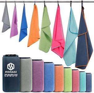 HOEAAS 2 Pack Microfiber Travel Towel, Quick Dry Towel Gym Towels Beach Towel Super Absorbent Compact Lightweight Camping Towel Workout Sports Sweat Towel for Beach, Swim, Yoga, Pool, Backpacking