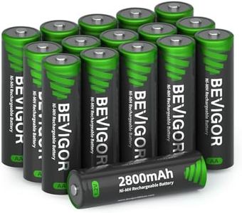 BEVIGOR AA Rechargeable Batetries, 2800 mAh High Capacity and Low Self Discharge,1.2V Ni-MH Double A Rechargeable Batteries,16 Counts