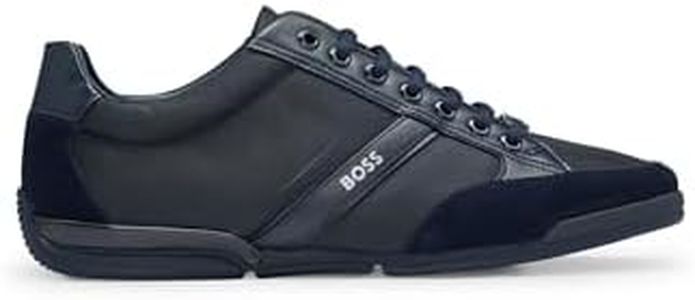 BOSS Men's Saturn Lowp Trainers with Suede and Faux Leather Size, darkblue, 47 EU