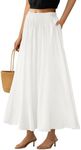 PRETTYGARDEN Women's Maxi Skirts 2025 Summer Trendy Ruffle High Waisted Casual Long Flowy Skirt with Pockets (White,Small)