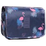 Travel Toiletry Bag, YYGOJOY Hanging Wash Bag Makeup Cosmetic Organizer Bags, Portable Hanging Toiletries Bags for Men Women Girls Waterproof Multifunctional (Flamingo Dark)