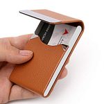 DMFLY Metal Business Card Case Slim Business Card Holder Professional Business Name Card Holder with Magnetic Shut, Apricot