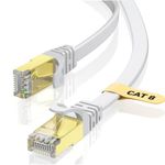 VOIETOLT Cat8 Ethernet Cable 10M, 40Gbps/2000Mhz Flat High Speed Network Cable, STP RJ45 Gigabit Cat-8 Lan Internet Cable for PS4/5, for Modem - White