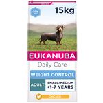 Eukanuba Weight Control Low Fat Complete Dry Dog Food for Adult Small and Medium Breeds with Chicken 15 kg