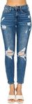 Wax Jean Women's Butt I Love You Push Up High Rise Skinny Denim Jeans with Rips, Medium Denim, 4