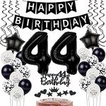 Black White Balloons 44th Birthday 