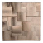 Decopus Copper Gold Backsplash Peel and Stick Tiles (IS50 5pac, 12x12, 4mm Thick) for DIY Kitchen Decor, Vintage Toned Square Mosaic Suitable for Fireplace, Laundry Table, Bathroom Vanity, Car Camper