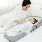 SUNVENO Infant Travel Crib Portable Travel Bed Foldable Newborn Travel Bassinet Backpack with Soft 100% Cotton Mattress, Baby Lounge Beside Sleeper Multi-Function for 0-12 Months, Grey