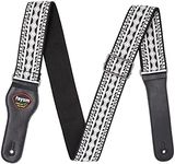 Rayzm Embroidery Guitar Strap, Jacquard Weave Cotton Strap for Acoustic/Electric/Bass Guitar with Plectrum Picks Pocket, Metal Buckle, 5cm Wide, Adjustable Length