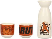 Bioworld Naruto Uzumaki 6 Oz White And Orange 3-Piece Ceramic Sake Set WIth Cups