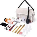 20 PCS Geology Tools and Rock Pick Hammer Set for Rock Hounding, Gold Mining with Brick Hammer, 3 PCS Digging Chisels, Folding Shovel, Gloves, White Musette Bag