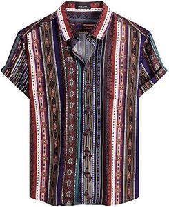 MCEDAR Mens Casual Short Sleeve Button Up Vintage Summer Hawaiian Beach Vacation Shirts (Size S-5XL Big and Tall), Brown, XXL