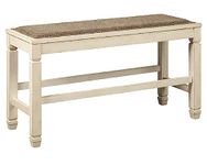 Signature Design by Ashley Bolanburg Double Counter Upholstered Bench, Antique White