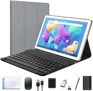 Tablet 2025 Latest Android Tablet 10 inch, Octa-Core 5G WiFi Tablet with Keyboard, 128GB + 8GB + 1TB Expandable Storage, Large Touch-Screen Tablet, 13MP Dual Camera/Bluetooth/GPS/HD Display/Mouse/Case