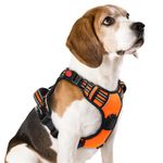 rabbitgoo Dog Harness Medium Breed, No Pull Pet Harness with 3 Buckles, Adjustable Soft Padded Dog Vest with Instant Control Handle, Easy Walking Reflective Pet Vest, Orange, M