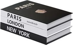 3 Pieces Fashion Decorative Book，Hardcover Modern Decorative Books Stacked Decorations Decor Books for Home Decor Bookshelf Coffee Table Display Shelves Living Room (New York/Paris/London)