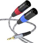 3.5 mm TRS to Dual XLR Male Pro Stereo Breakout Cable, 1/8" TRS Stereo to 2 XLR Male Y Splitter Patch Microphone Cable, 3.3 Feet - JOLGOO