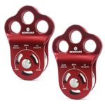 NewDoar 30 KN CE Certified Three Holes Rescue Climbing Pulley Micro Pulley for Max 13mm Rope Hauling with Bearing for Rappelling Zipline Durable Side Plates-2PCS