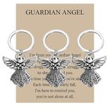 BNQL Guardian Angel Keychains 4 PCS Angel Charm Keychain Key Ring Guardian Angel Gifts, Guardian Angel Keychains 3pcs, Large