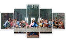 WOWDECOR Canvas Wall Art Canvas Prints Painting 5 Panels Pieces Multiple Pictures, Da Vinci The Last Supper Jesus Giclee Printed on Canvas, Posters Wall Decorations Gifts (Large-Unframed)