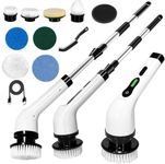 Seseno 9 in 1 Electric Spin Scrubber, Cleaning Brush Scrubber for Home, 300RPM/Min, 8 Replaceable Brush Heads, 3 Adjustable Size, 2 Adjustable Speeds, for Bathroom, Floor Tiles