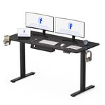 FLEXISPOT 140 * 60cm Electric Standing Desk, Height Adjustable Ergonomic Stand up with 2 Memory Preset and Backpack Hook, Black