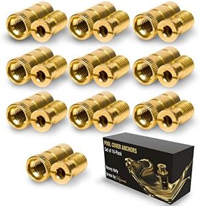 Silginnes Pool Cover Anchors Concrete and Pavers Deck 10 Pack - Universal Size Fits 3/4" Hole - Best for Pool Safety Cover Installation - Durable Brass Pool Cover Anchors and Head Screw Bolts