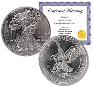 2023 1 Ounce OZ 999 Fine Solid USA American Liberty Eagle Coin Titanium Precious Metal Ingot Bullion Ti Element Chemistry Proof Mint Coin