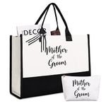 Lamyba Mother of the Groom Gifts,Mother of the Groom Tote Bag With Makeup Bag,Bridal Shower Gifts,Black and White