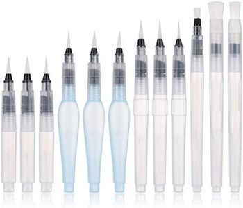 Opopark Watercolour Brush Pens Pack of 12 Refillable Water Brush Pens Aqua Paint Brushes Ink and Water Brush Pens Art Supplies for Water Color Painting Blending Lettering with Assorted Tips