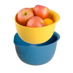 BLUE GINKGO - Rice Strainer and Kitchen Colander Set - Strain Rice, Quinoa and Small Grains - Soak, Wash and Drain Vegetables and Fruit Blue 10.25 x 8.6 x 5.5