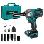 Cordless Impact Wrench, 700Nm 1/2 Inch Brushless Impact Gun Compatible for Makita 18V Battery, Electric Wrench Driver with 6 Socket Set for Car Truck Tires Scaffolding (No Battery)