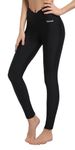 Ubestyle UPF 50+ High Waist Women's Long Swim Pants Swim Leggings Swimming Tights Sun Protective, Black, Large