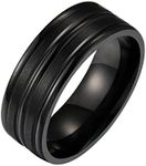 YAZILIND Men's Titanium Steel 8MM Band Ring Simple Punk Style Father's Day Hand Jewelry-Black(Size V 1/2)
