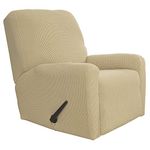 Easy-Going Recliner Stretch Sofa Slipcover Sofa Cover 4-Pieces Furniture Protector Couch Soft with Elastic Bottom Kids, Spandex Jacquard Fabric Small Checks(Recliner,Beige)