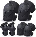 FIODAY Knee Pads for Kids Knee and Elbow Pads Wrist Guards Adjustable Protective Gear Set for Girls Boys Inline Skating Biking Skateboard Scooter Knee Pads,Black,3-8 Years