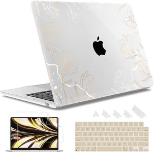 May Chen Compatible with MacBook Air 15 Inch Case Model A2941 M2 A3114 M3 Chip 2023 2024 Release, Protective Cover Laptop Hard Case with Keyboard Cover, Floral Wallpaper