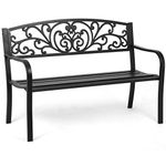 Garden Bench Metal Bench for Patio Outdoor Bench Park Bench Cushion for Yard Porch Clearance Work Entryway (Black)