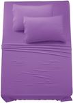 Lux Decor Twin XL Sheet Set - 4 PC Brushed Microfiber Bed Sheets 16 Inches Deep Pockets - Embroidered & Plain Pillowcases - Hotel Luxury Sheets Twin XL Size Bed Set - Soft Bedding Sheets (Purple)